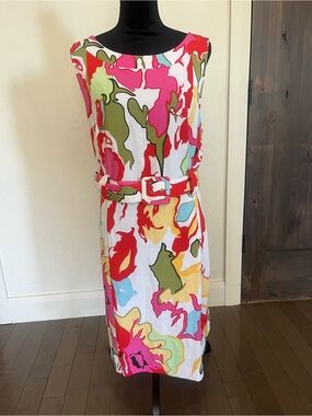 I LE New York Dress 18W NWT Women’s Sleeveless Multicolor Abstract Print